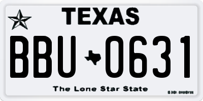 TX license plate BBU0631