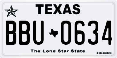 TX license plate BBU0634