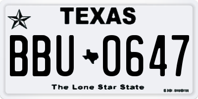 TX license plate BBU0647