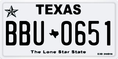 TX license plate BBU0651