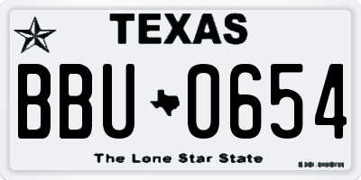 TX license plate BBU0654
