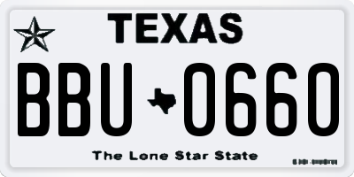 TX license plate BBU0660