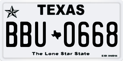 TX license plate BBU0668
