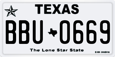 TX license plate BBU0669