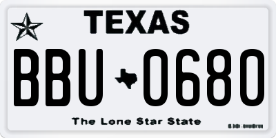 TX license plate BBU0680