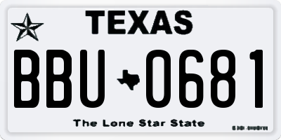 TX license plate BBU0681