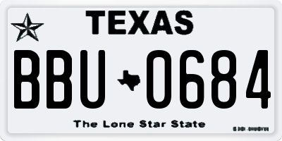 TX license plate BBU0684