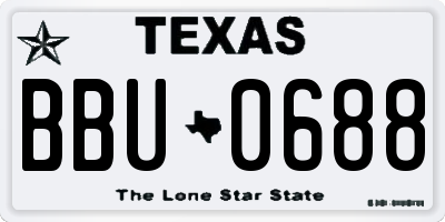 TX license plate BBU0688