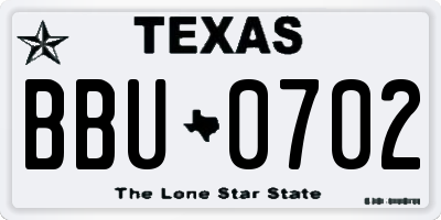 TX license plate BBU0702