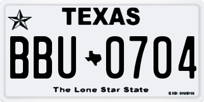 TX license plate BBU0704