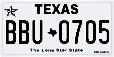 TX license plate BBU0705