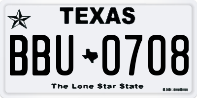 TX license plate BBU0708