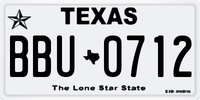 TX license plate BBU0712