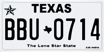 TX license plate BBU0714