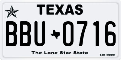 TX license plate BBU0716