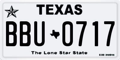 TX license plate BBU0717