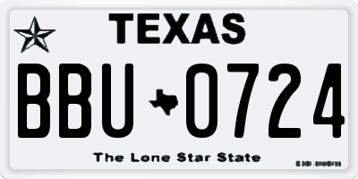 TX license plate BBU0724