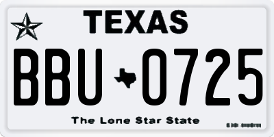 TX license plate BBU0725