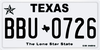 TX license plate BBU0726