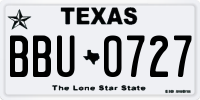 TX license plate BBU0727