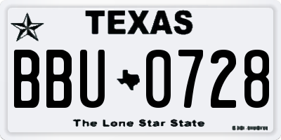 TX license plate BBU0728