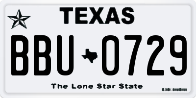 TX license plate BBU0729