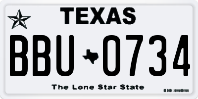 TX license plate BBU0734