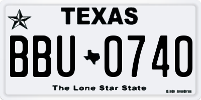 TX license plate BBU0740
