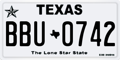 TX license plate BBU0742