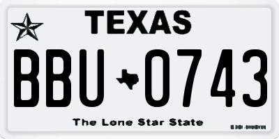 TX license plate BBU0743