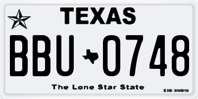 TX license plate BBU0748