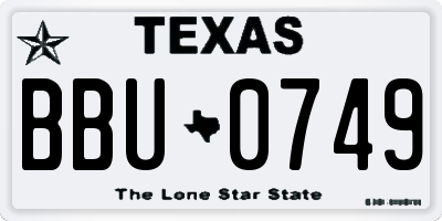 TX license plate BBU0749