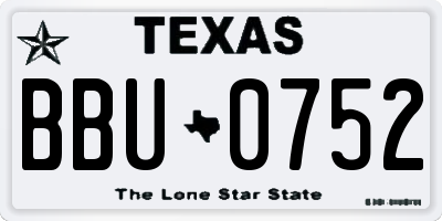 TX license plate BBU0752