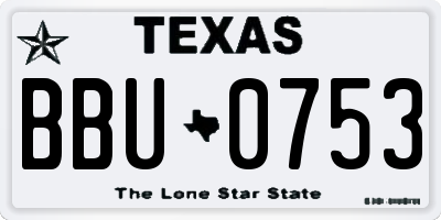 TX license plate BBU0753