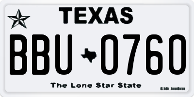 TX license plate BBU0760