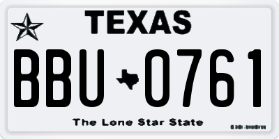 TX license plate BBU0761