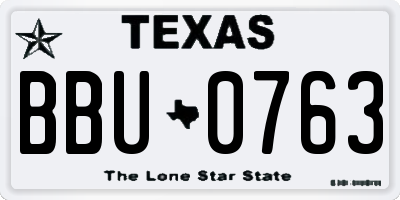 TX license plate BBU0763