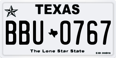 TX license plate BBU0767