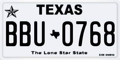 TX license plate BBU0768