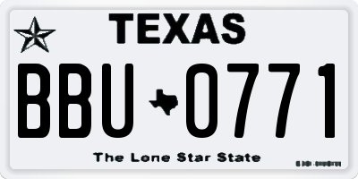 TX license plate BBU0771