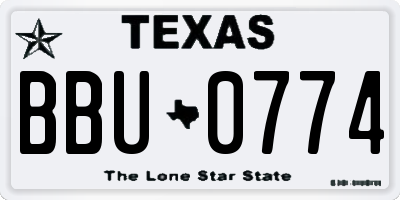 TX license plate BBU0774