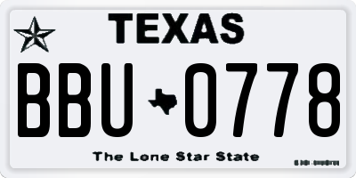 TX license plate BBU0778