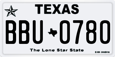 TX license plate BBU0780