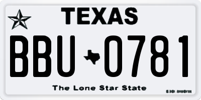 TX license plate BBU0781