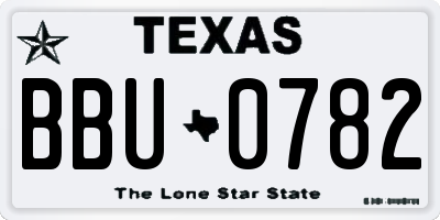 TX license plate BBU0782