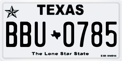 TX license plate BBU0785