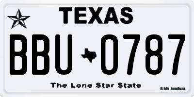 TX license plate BBU0787