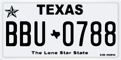TX license plate BBU0788