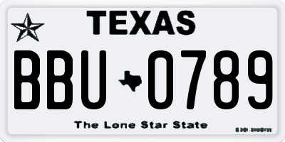 TX license plate BBU0789