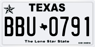 TX license plate BBU0791